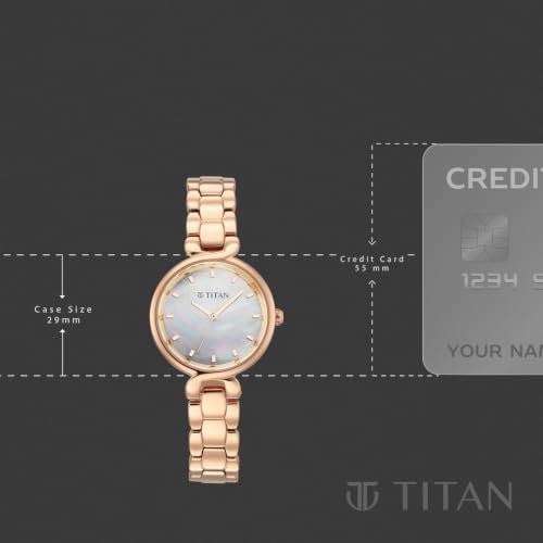 Titan Workday Edit with Quartz Analog Mother of Pearl Dial IPRG Stainless Steel Strap Watch for Women - 95398WM01