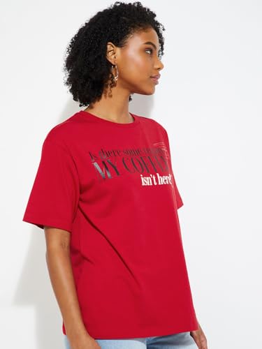 Max URB_N Women Oversized The Devil Wears Prada T-Shirt (Red_S)