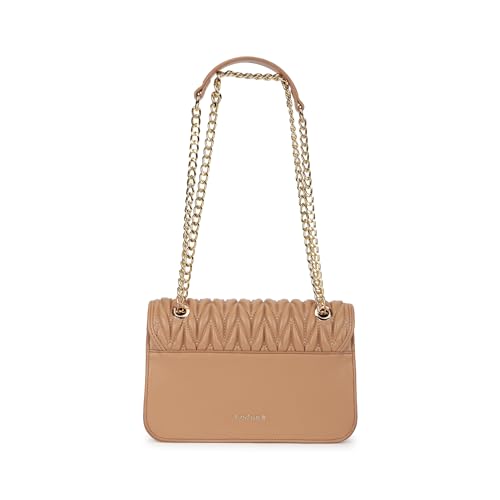 Fastrack QuiltGrid Shoulder Bag | Faux-Leather Women’s Handbag | Diamond Quilted Design | Adjustable Chain Strap | Zipper & Magnetic Closure | Gold-Finish Hardware
