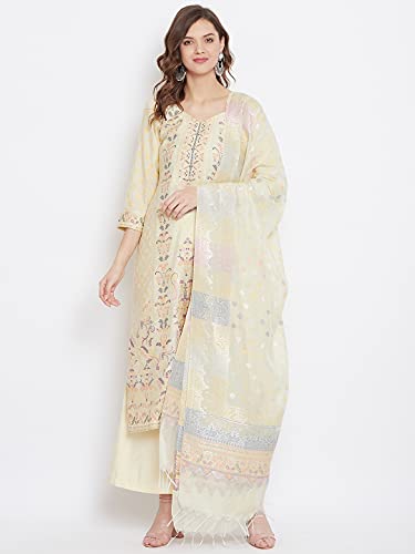 AFSA Organic Cotton Woven Design Women Unstitched Dress Material With Dupatta For Summer Wear