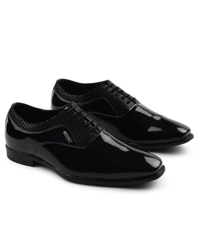 Liberty Fortune A998-07 Formal Lacing Oxford Shoes for Men with TPR Sole | PU Outsole | Comfortable & Lightweight | Cushioned Footbed | Durable & Trendy Design (Black 43 EU)