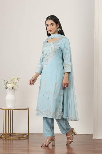 Rangriti Viscose Polyester Printed Straight Festive Kurta With Salwar And Dupatta