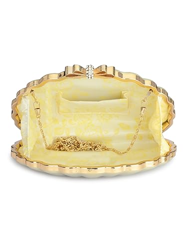 TOOBA Handicraft Women's Shell Clutch|Stylish Wedding, Cocktail, Party & Festive Bridal Gift Bag for Women & Girls (Golden Shell)