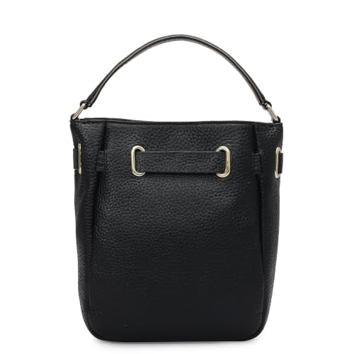 Da Milano Leather Satchel Bag for Women - Black (LB-02424)