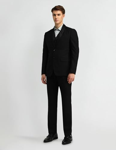 Arrow Men's Polyester Classic Business Suit Pants Set (ARAISU5534_Black