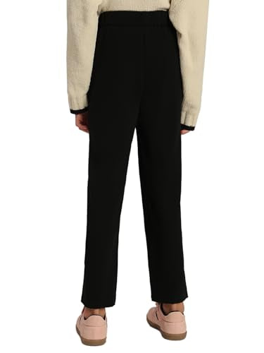 VERO MODA Girl's Solid Regular Fit High Rise Black Pants