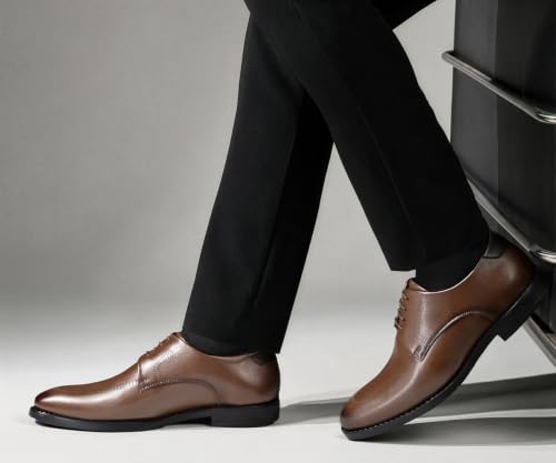 LOUIS STITCH Men’s Russet Tan Formal Lace-Up Derby Shoes | Formal Lace-Up Shoes for Men | Business & Occasion Wear | LSVSWC-1 |UK-6