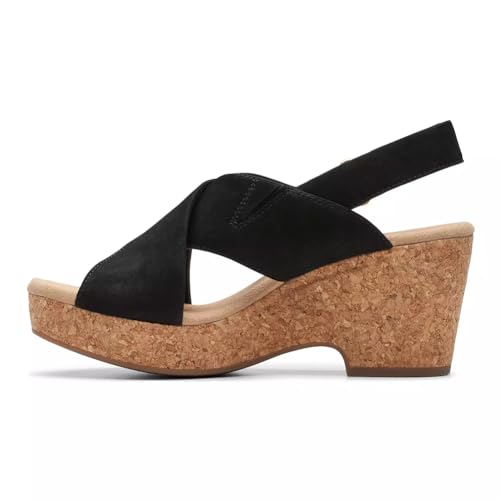 Clarks Women's Giselle Cove Heeled Sandals, Black Nubuck, 5 UK