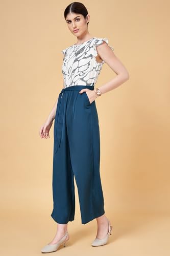 Women's Annabelle Teal Jumpsuit Regular Fit,Teal,XS