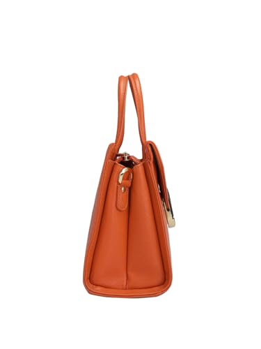 Da Milano Genuine Leather Orange Satchel (Small) (01685OL)