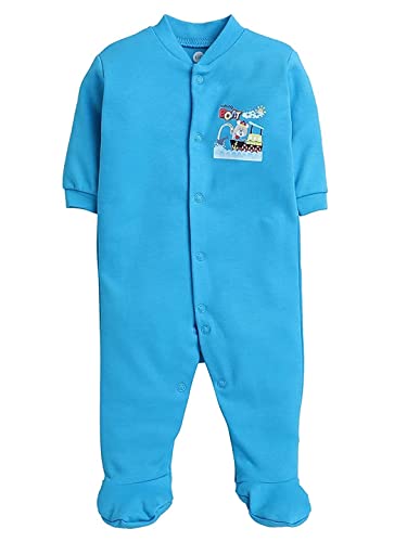 EIO 100% Cotton Rompers/Sleep Suits/Jumpsuit/Night Suits for Baby Boys & Girls, Infants, New Born Pack of 3 Turquoise