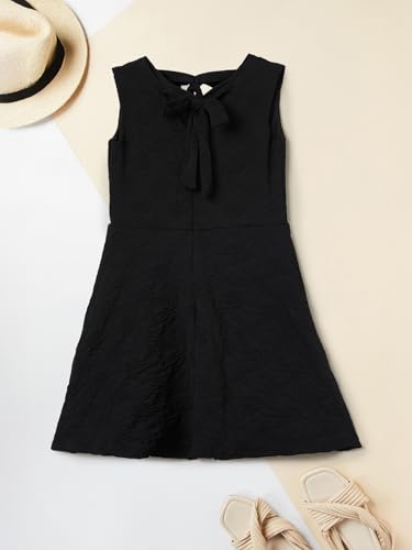 Max Girls Patterned Dress (Black_12-14 Y)