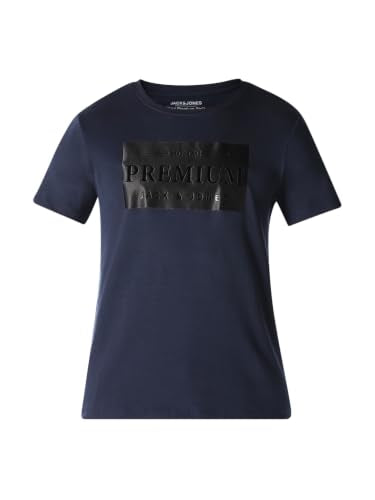 Jack & Jones Men Navy Blue Logo Print T-Shirt