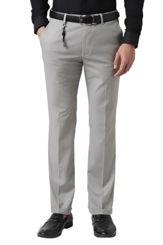 Van Heusen Men Grey Textured Trousers