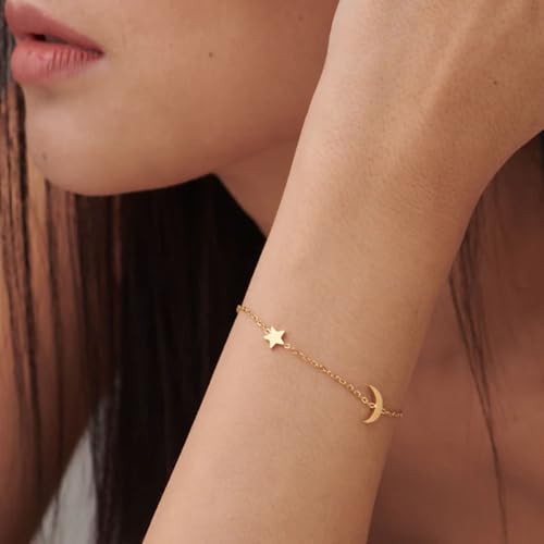 PALMONAS Star Moon Bracelet for Women - Gift for Girls & Women | Waterproof & Anti-Tarnish Bracelet