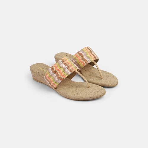Mochi Women's Beige MuWomeni Open Casual - Wedges with Flat sole UK/7 EU/40(32-1475)