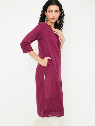 Max Women's Cotton Regular Kurta (BEWWFE24SA_Purple
