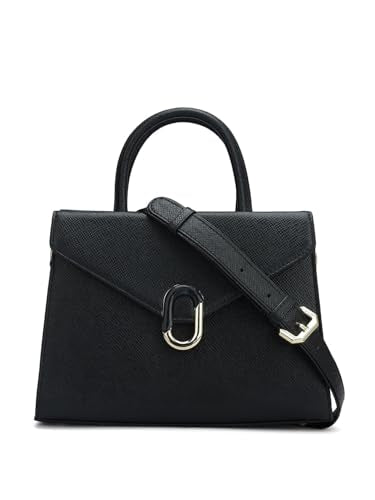 Da Milano Genuine Leather Black Satchel (Small) (01685OL)