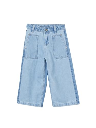 Max Girls Washed Wide Leg Jeans(Blue_2-3 Y)