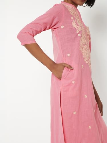 Max Women Embroidered Straight Kurta Set (Pink_XXL)