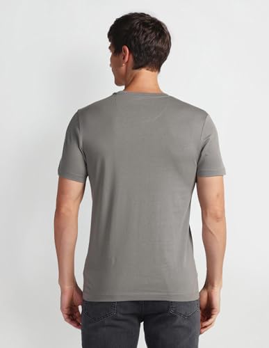 U.S. POLO ASSN. Mens Solid Half Sleeve Graphic Round Neck T-Shirts (UDTSHS0883_DK. Grey_M)