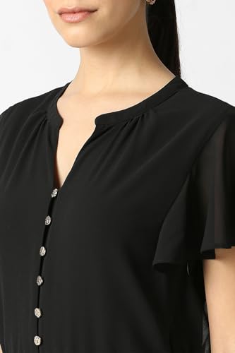 Women Black Solid Party Dress