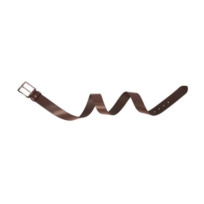 UNITED COLORS OF BENETTON Men Leather Non Reversible Belt - Brown, S 80Cm | Casual Wearability | Pin Closure | 28-32 Waist Size | Solid Pattern
