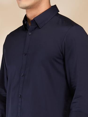 Being Human Navy Slim Fit Regular Collar Men's Shirt Clothing