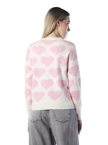 ONLY Women's Graphic Print Regular Fit White Sweater