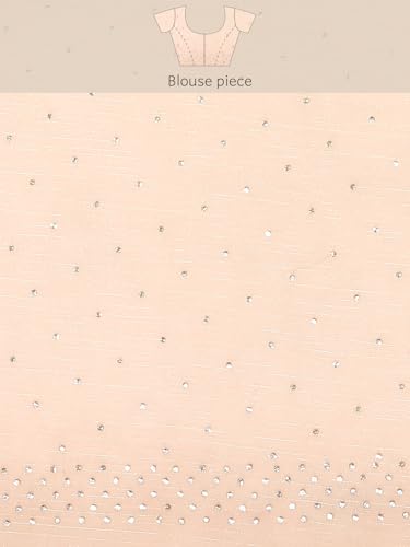 MOHEY Women's Cream Chinon Stone Work|Zari Saree (Cream)