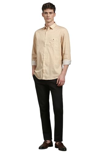 Men Yellow Slim Fit Print Full Sleeves Casual Shirt