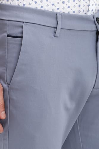 Men Blue Slim Fit Solid Casual Trousers