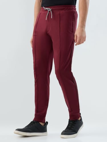Park Avenue Men Slim Fit Solid Pattern Cotton Polyester Spandex Blend Flat Front Casual Jogger Pant