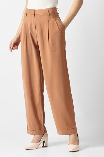 Van Heusen Women's Regular Casual Pants (VWTPFRGFJ73463_Brown