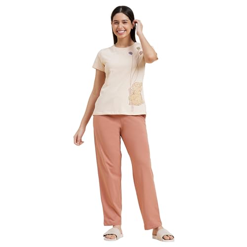 Sweet Dreams Women's Cotton Geometric Pajama Set Pack of 2 (2014AXCO Sand Dune 2XL)