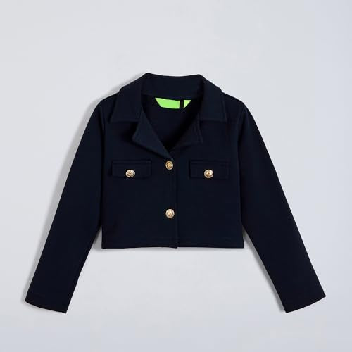 Hopscotch Girls Navy Full Sleeves 2-Pc Bow Applique Skirt Set For Age (4-5 Years)
