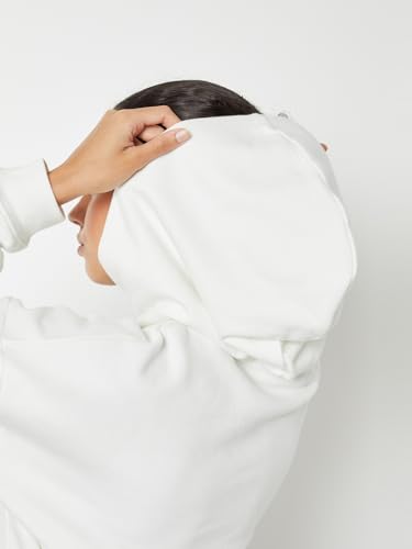 Max Women Printed Oversized Sports Sweatshirt(White_M)