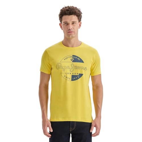 Men's Yellow Graphic Print T-Shirt