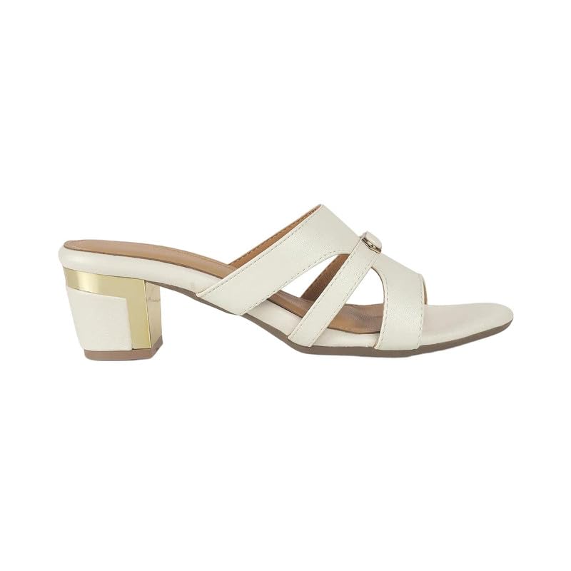 tresmode Slick Women's White Dress Block Heel Sandals in Size 8 UK / 41 EU