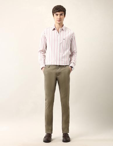 Arrow Sports Men's Striped Slim Fit Shirt (ASAJSH1761_Red