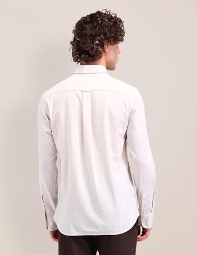 U.S. POLO ASSN. Dobby Striped Tailored Fit Shirt (USSHT2290_Beige_46)