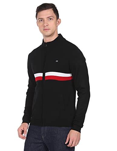 Arrow Men Black Contrast Stripe Acrylic Sweater