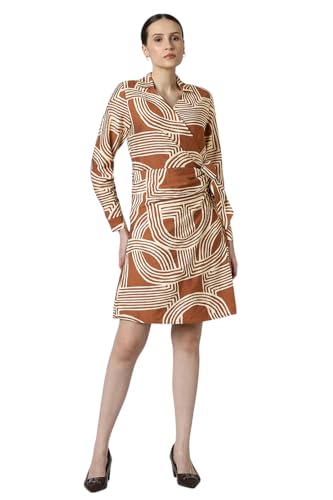 Van Heusen Women's Viscose Modern Above Knee Dress (VWDRURGFH97356_Brown