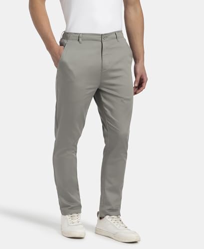 Jockey IM26 Men's Super Combed Cotton Rich Elastane Stretch Woven Fabric Slim Fit All Day Pants_Moon Mist_L