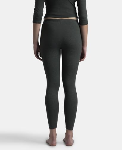 Jockey 2544 Women's Super Combed Cotton Rich Brushed Fabric Thermal Leggings with StayWarm Technology_Charcoal Melange_M