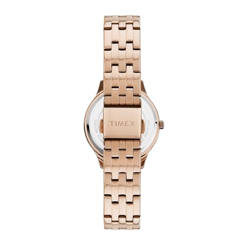TIMEX Analog Watch for Women with Blue Dial & Rose Gold Stainless Steel Bracelet Band - Water Resistant Women's Wrist Watches -TWEL230SMU03