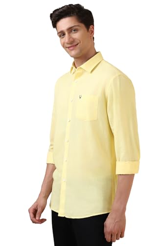 Men Yellow Slim Fit Solid Full Sleeves Casual Shirts