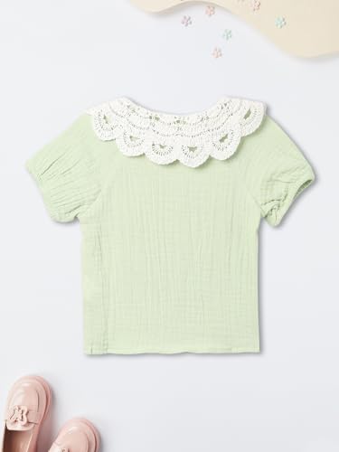 Max Girls Lace Detailed Shorts Set(Green_12-18 M)