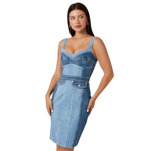GUESS Women Washed Shoulder Straps Sleeveless Bodycon Dress