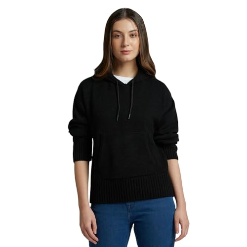 Pepe Jeans Women's Acrylic Modern Sweater (PL702298_Black